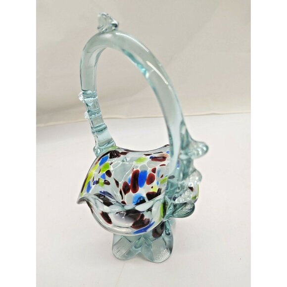 Vintage Rare Murano End of Day Hand-blown Glass Candy Basket 8.5" Tall - Picture 10 of 12